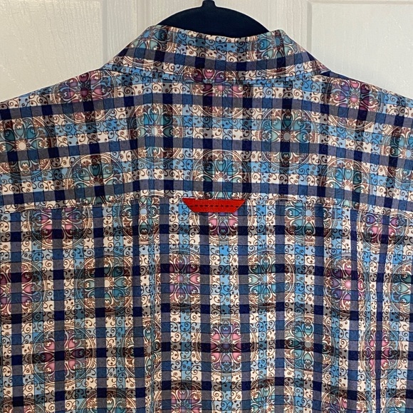 7 Downie St London Couture 2X XXL Blue Plaid Short Sleeve Shirt - Picture 11 of 15